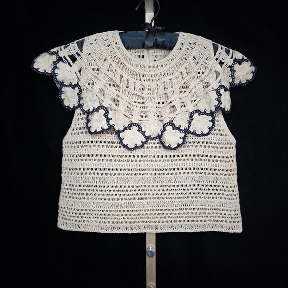 Zara Limited Edition Peter Pan Collar Crochet Top 2022 size M - Picture 1 of 10